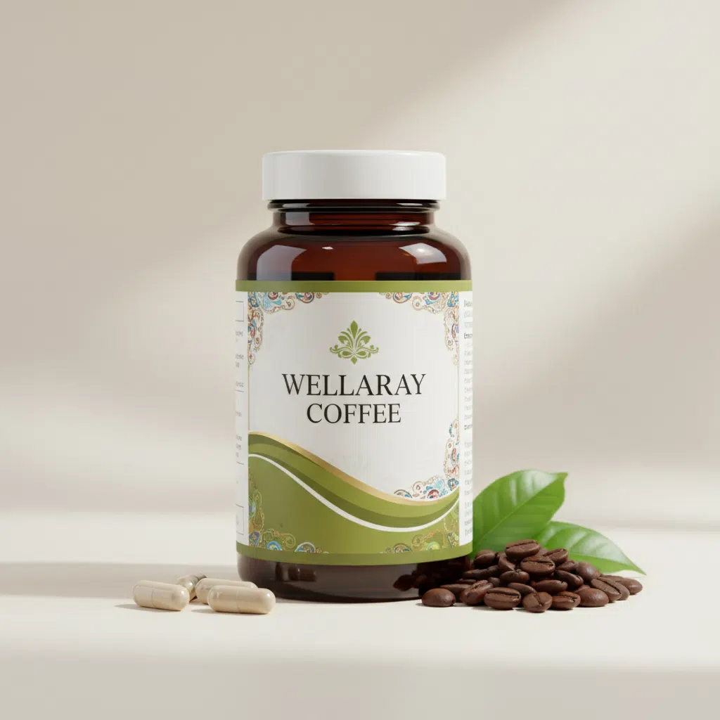 Wellaray Coffee Slim Coffee Booster food supplement box - dark navy with magenta accent, 20 sachets